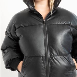Faux leather puffer jacket